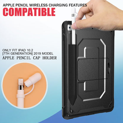 For iPad 10.2 2019 360 Degree Rotation PC + Silicone Protective Case with Holder & Hand-strap(Rose Red) - iPad 10.2 Cases by buy2fix | Online Shopping UK | buy2fix