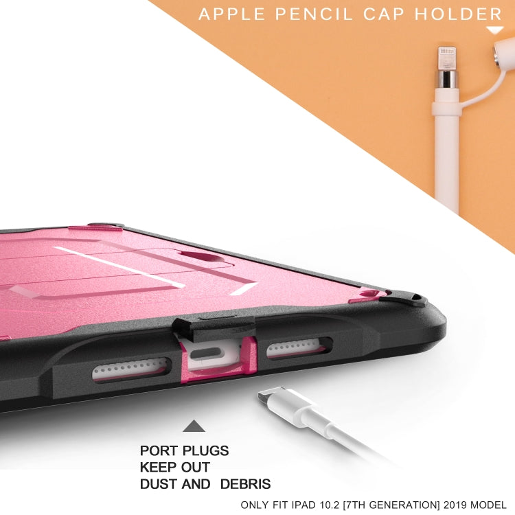 For iPad 10.2 2019 360 Degree Rotation PC + Silicone Protective Case with Holder & Hand-strap(Black) - iPad 10.2 Cases by buy2fix | Online Shopping UK | buy2fix