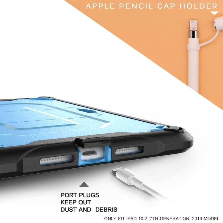 For iPad 10.2 2019 360 Degree Rotation PC + Silicone Protective Case with Holder & Hand-strap(Black) - iPad 10.2 Cases by buy2fix | Online Shopping UK | buy2fix