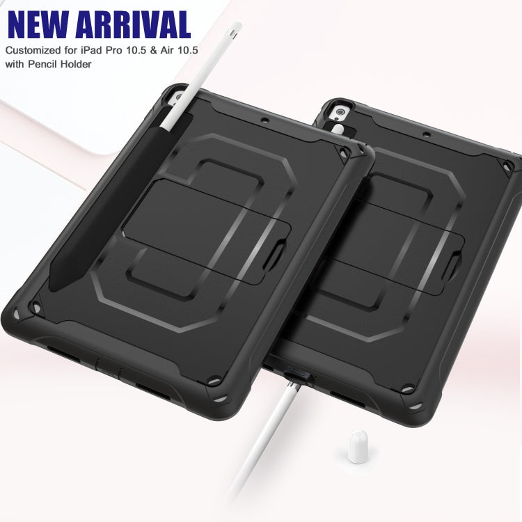 For iPad Pro 10.5 / Air 10.5 360 Degree Rotation PC + Silicone Protective Case with Holder & Hand-strap(White) - iPad Pro 10.5 inch Cases by buy2fix | Online Shopping UK | buy2fix