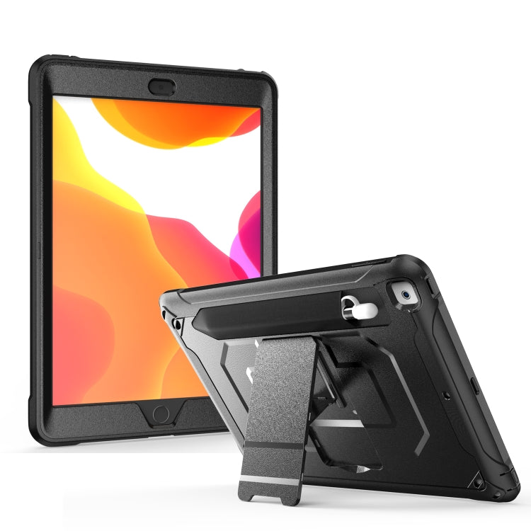 For iPad Pro 10.5 / Air 10.5 360 Degree Rotation PC + Silicone Protective Case with Holder & Hand-strap(Black) - iPad Pro 10.5 inch Cases by buy2fix | Online Shopping UK | buy2fix