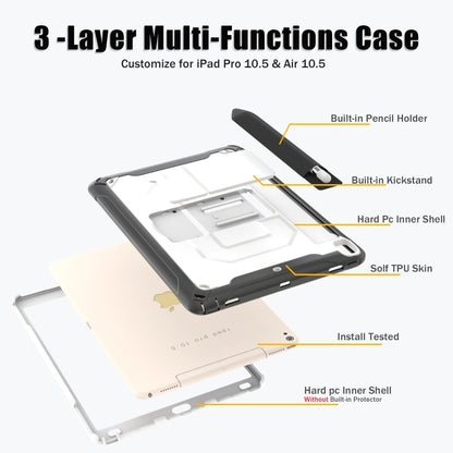 For iPad Pro 10.5 / Air 10.5 360 Degree Rotation PC + Silicone Protective Case with Holder & Hand-strap(Black) - iPad Pro 10.5 inch Cases by buy2fix | Online Shopping UK | buy2fix