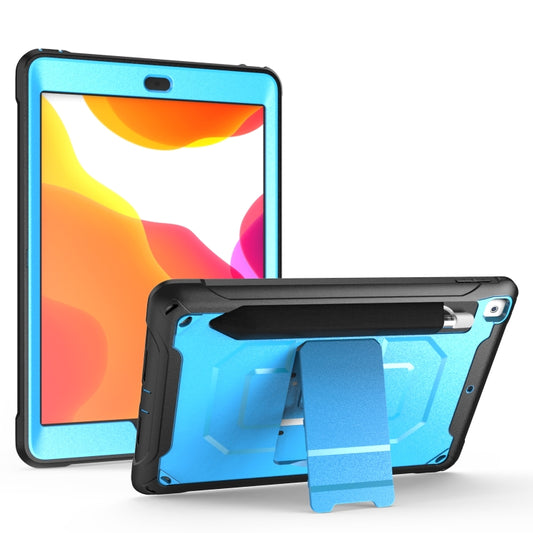For iPad Pro 10.5 / Air 10.5 360 Degree Rotation PC + Silicone Protective Case with Holder & Hand-strap(Light Blue) - iPad Pro 10.5 inch Cases by buy2fix | Online Shopping UK | buy2fix