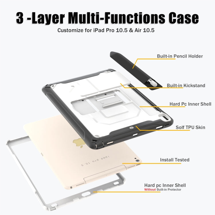 For iPad Pro 10.5 / Air 10.5 360 Degree Rotation PC + Silicone Protective Case with Holder & Hand-strap(Light Blue) - iPad Pro 10.5 inch Cases by buy2fix | Online Shopping UK | buy2fix