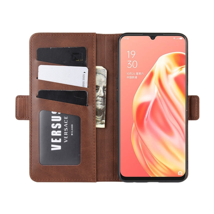 For OPPO A91 Dual-side Magnetic Buckle Horizontal Flip PU Leather Case with Holder & Card Slots & Wallet(Brown) by buy2fix