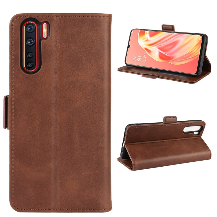 For OPPO A91 Dual-side Magnetic Buckle Horizontal Flip PU Leather Case with Holder & Card Slots & Wallet(Brown) by buy2fix