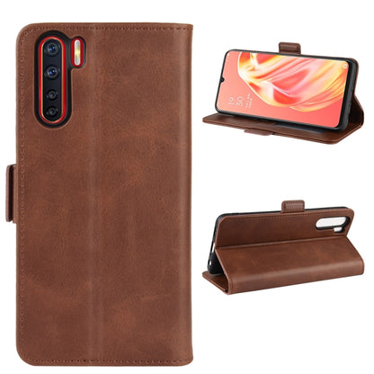 For OPPO A91 Dual-side Magnetic Buckle Horizontal Flip PU Leather Case with Holder & Card Slots & Wallet(Brown) by buy2fix