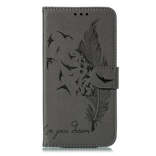 For Galaxy S20+ Litchi Texture Feather Embossing Horizontal Flip PU Leather Case with Holder & Card Slots & Wallet & Photo Frame & Lanyard(Grey)
