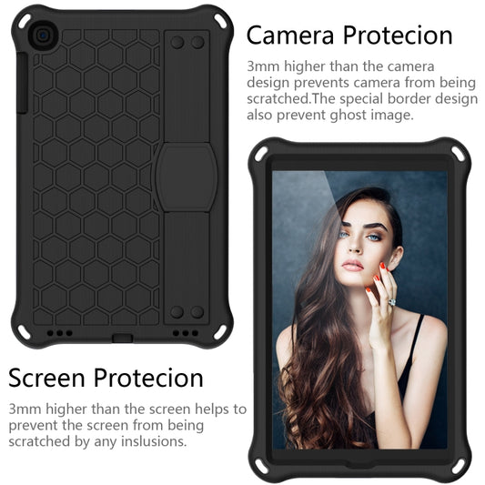 For iPad mini 5 / 4 / 3 / 2 /1 Honeycomb Design EVA + PC Four Corner Anti Falling Flat Protective Shell With Straps(Black+Black) - iPad Mini 4 & 3 & 2 & 1 Cases by buy2fix | Online Shopping UK | buy2fix