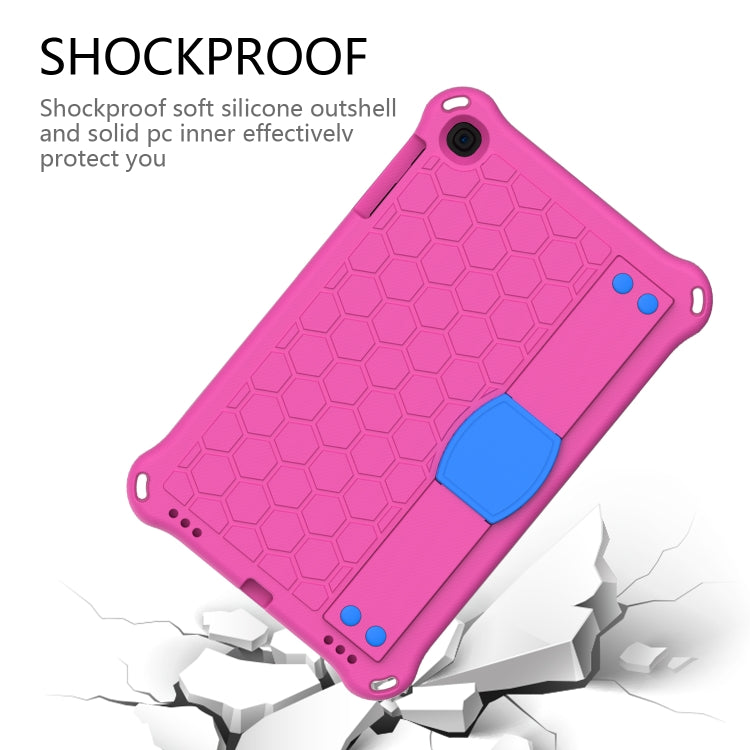 For iPad mini 5 / 4 / 3 / 2 /1 Honeycomb Design EVA + PC Four Corner Anti Falling Flat Protective Shell With Straps(Rose Red+Blue) - iPad Mini 4 & 3 & 2 & 1 Cases by buy2fix | Online Shopping UK | buy2fix