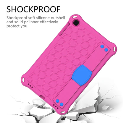For iPad mini 5 / 4 / 3 / 2 /1 Honeycomb Design EVA + PC Four Corner Anti Falling Flat Protective Shell With Straps(Rose Red+Blue) - iPad Mini 4 & 3 & 2 & 1 Cases by buy2fix | Online Shopping UK | buy2fix
