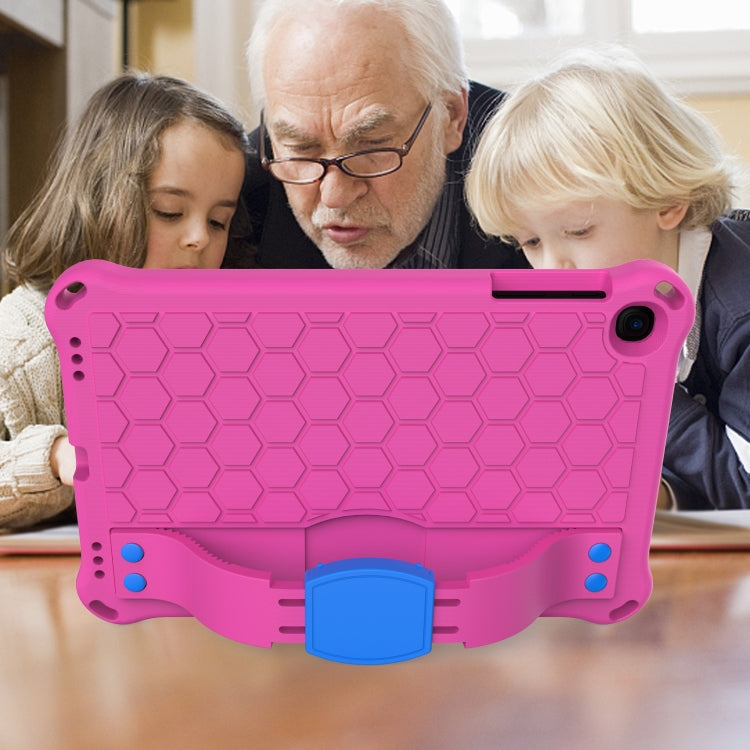 For iPad mini 5 / 4 / 3 / 2 /1 Honeycomb Design EVA + PC Four Corner Anti Falling Flat Protective Shell With Straps(Rose Red+Blue) - iPad Mini 4 & 3 & 2 & 1 Cases by buy2fix | Online Shopping UK | buy2fix