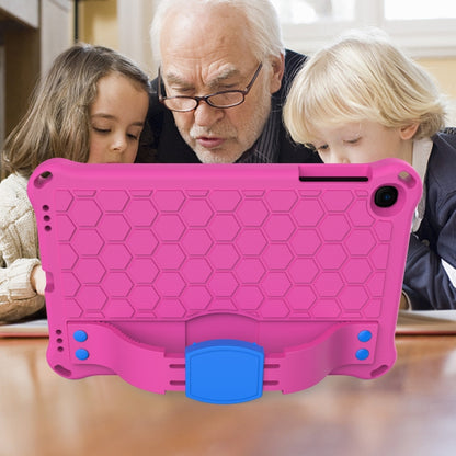 For iPad mini 5 / 4 / 3 / 2 /1 Honeycomb Design EVA + PC Four Corner Anti Falling Flat Protective Shell With Straps(Rose Red+Blue) - iPad Mini 4 & 3 & 2 & 1 Cases by buy2fix | Online Shopping UK | buy2fix