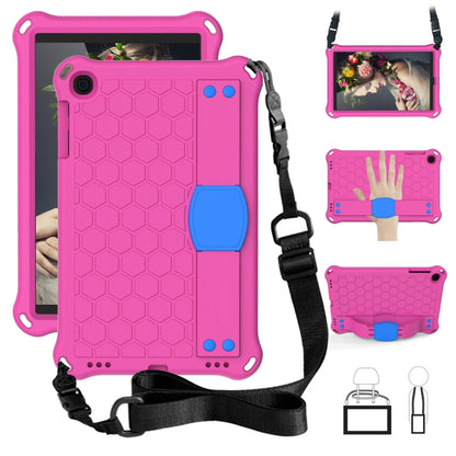 For iPad mini 5 / 4 / 3 / 2 /1 Honeycomb Design EVA + PC Four Corner Anti Falling Flat Protective Shell With Straps(Rose Red+Blue) - iPad Mini 4 & 3 & 2 & 1 Cases by buy2fix | Online Shopping UK | buy2fix