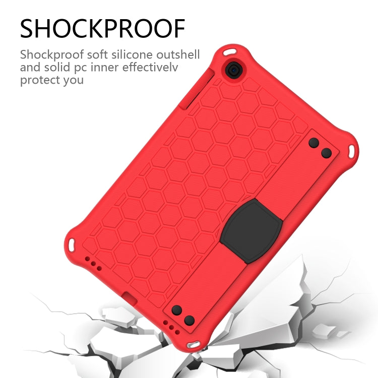 For iPad mini 5 / 4 / 3 / 2 /1 Honeycomb Design EVA + PC Four Corner Anti Falling Flat Protective Shell With Straps(Red+Black) - iPad Mini 4 & 3 & 2 & 1 Cases by buy2fix | Online Shopping UK | buy2fix
