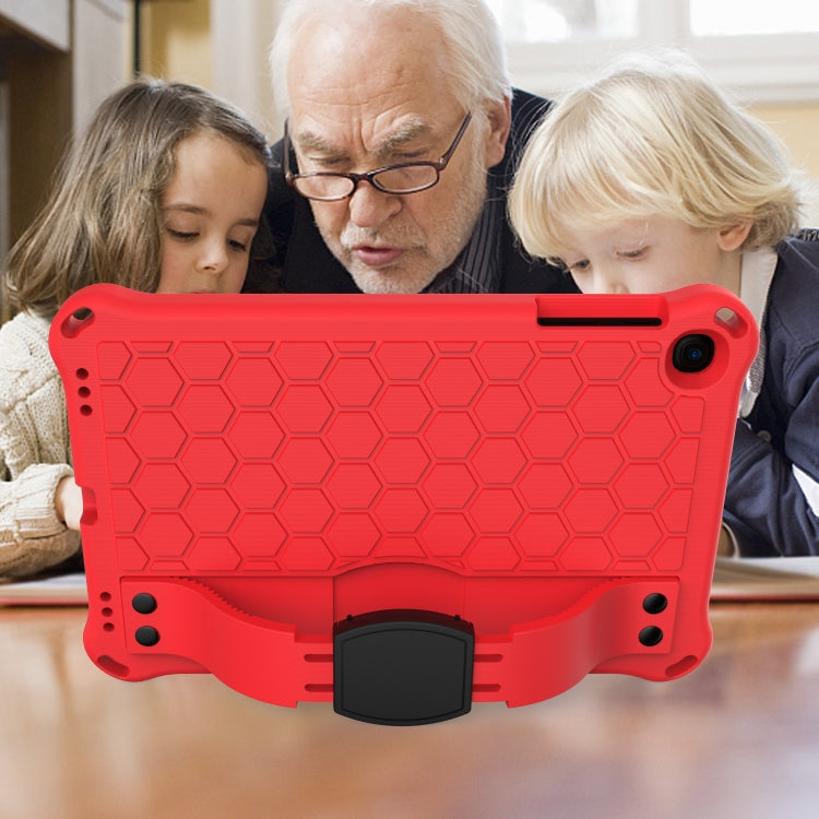For iPad mini 5 / 4 / 3 / 2 /1 Honeycomb Design EVA + PC Four Corner Anti Falling Flat Protective Shell With Straps(Red+Black) - iPad Mini 4 & 3 & 2 & 1 Cases by buy2fix | Online Shopping UK | buy2fix