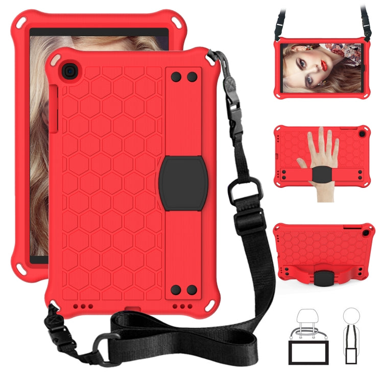 For iPad mini 5 / 4 / 3 / 2 /1 Honeycomb Design EVA + PC Four Corner Anti Falling Flat Protective Shell With Straps(Red+Black) - iPad Mini 4 & 3 & 2 & 1 Cases by buy2fix | Online Shopping UK | buy2fix
