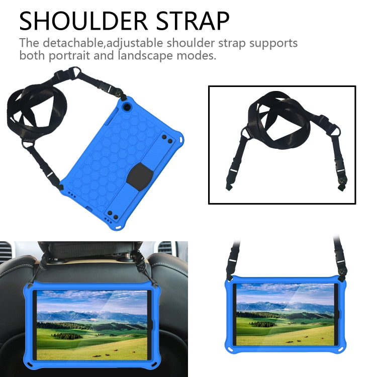For iPad mini 5 / 4 / 3 / 2 /1 Honeycomb Design EVA + PC Four Corner Anti Falling Flat Protective Shell With Straps(Blue+Black) - iPad Mini 4 & 3 & 2 & 1 Cases by buy2fix | Online Shopping UK | buy2fix