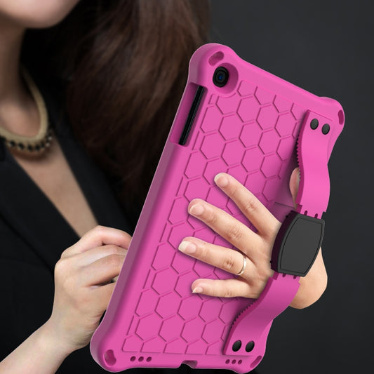 For iPad mini 5 / 4 / 3 / 2 /1 Honeycomb Design EVA + PC Four Corner Anti Falling Flat Protective Shell With Straps(Rose Red+Black) - iPad Mini 4 & 3 & 2 & 1 Cases by buy2fix | Online Shopping UK | buy2fix