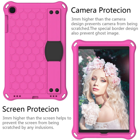 For iPad mini 5 / 4 / 3 / 2 /1 Honeycomb Design EVA + PC Four Corner Anti Falling Flat Protective Shell With Straps(Rose Red+Black) - iPad Mini 4 & 3 & 2 & 1 Cases by buy2fix | Online Shopping UK | buy2fix
