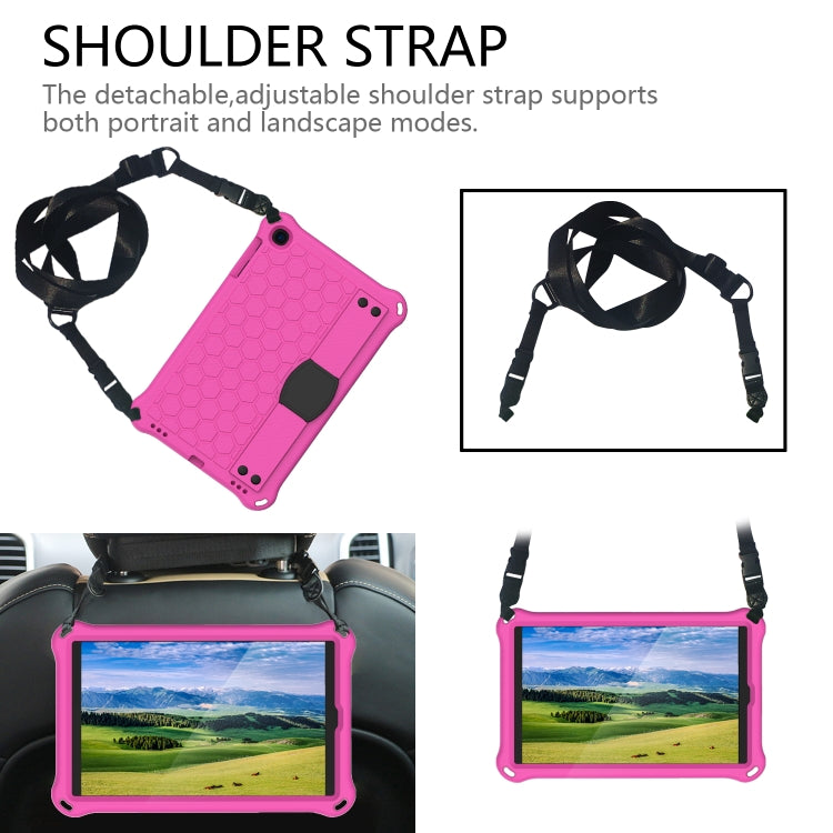 For iPad mini 5 / 4 / 3 / 2 /1 Honeycomb Design EVA + PC Four Corner Anti Falling Flat Protective Shell With Straps(Rose Red+Black) - iPad Mini 4 & 3 & 2 & 1 Cases by buy2fix | Online Shopping UK | buy2fix