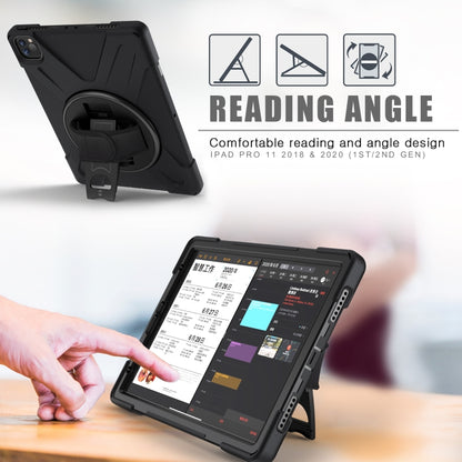 For iPad Pro 11 2022 / 2020 360 Degree Rotation PC + Silicone Protective Tablet Case with Holder & Hand-strap(Light Green) - iPad Pro 11 (2022/2021) Cases by buy2fix | Online Shopping UK | buy2fix