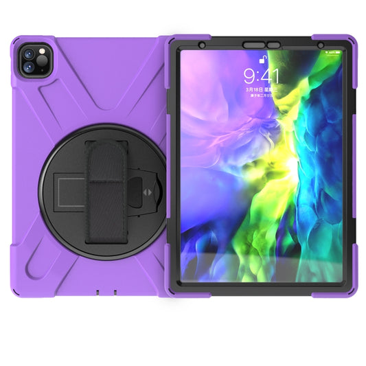 For iPad Pro 11 2022 / 2020 360 Degree Rotation PC + Silicone Protective Tablet Case with Holder & Hand-strap(Purple) - iPad Pro 11 (2022/2021) Cases by buy2fix | Online Shopping UK | buy2fix