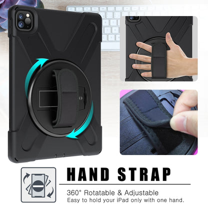 For iPad Pro 11 2022 / 2020 360 Degree Rotation PC + Silicone Protective Tablet Case with Holder & Hand-strap(Dark Blue) - iPad Pro 11 (2022/2021) Cases by buy2fix | Online Shopping UK | buy2fix