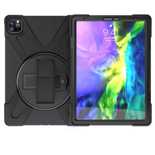 For iPad Pro 11 2022 / 2020 360 Degree Rotation PC + Silicone Protective Tablet Case with Holder & Hand-strap(Black) - iPad Pro 11 (2022/2021) Cases by buy2fix | Online Shopping UK | buy2fix