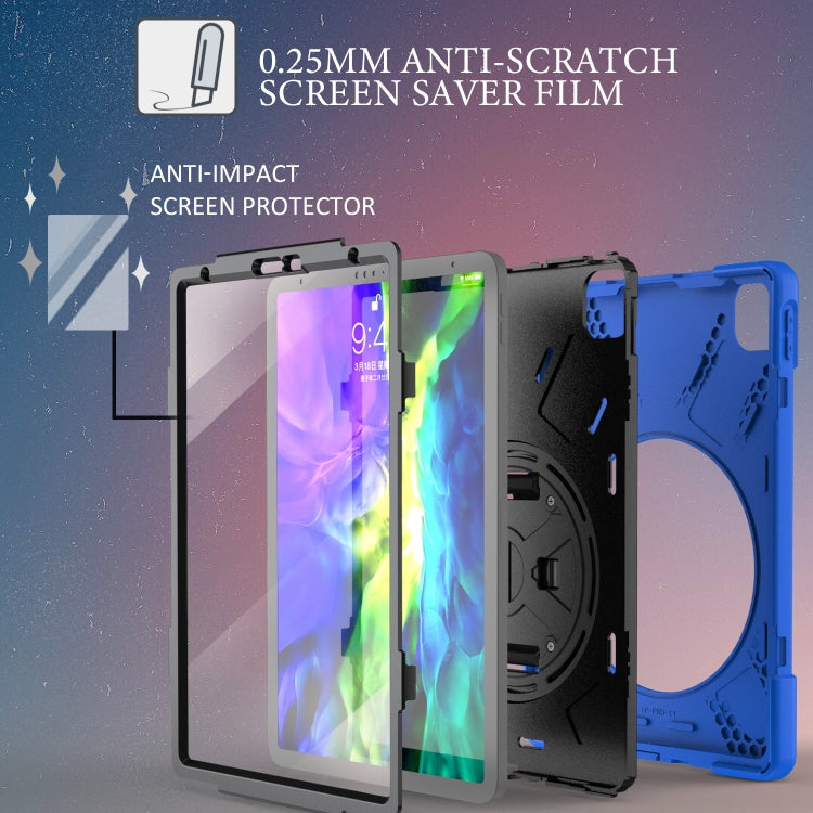 For iPad Pro 11 2022 / 2020 360 Degree Rotation PC + Silicone Protective Tablet Case with Holder & Hand-strap(Black) - iPad Pro 11 (2022/2021) Cases by buy2fix | Online Shopping UK | buy2fix