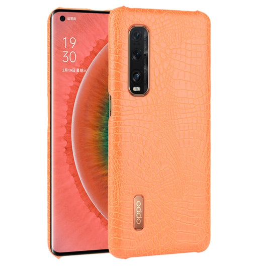 For Oppo Find X2 Pro Shockproof Crocodile Texture PC + PU Case(Orange) by buy2fix