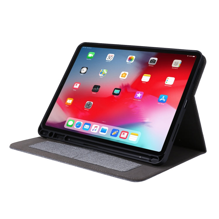 For iPad Pro 11(2020) Horizontal Flip TPU + Fabric PU Leather Protective Tablet Case with Name Card Clip(Gray) - iPad Pro 11 (2020) Cases by buy2fix | Online Shopping UK | buy2fix