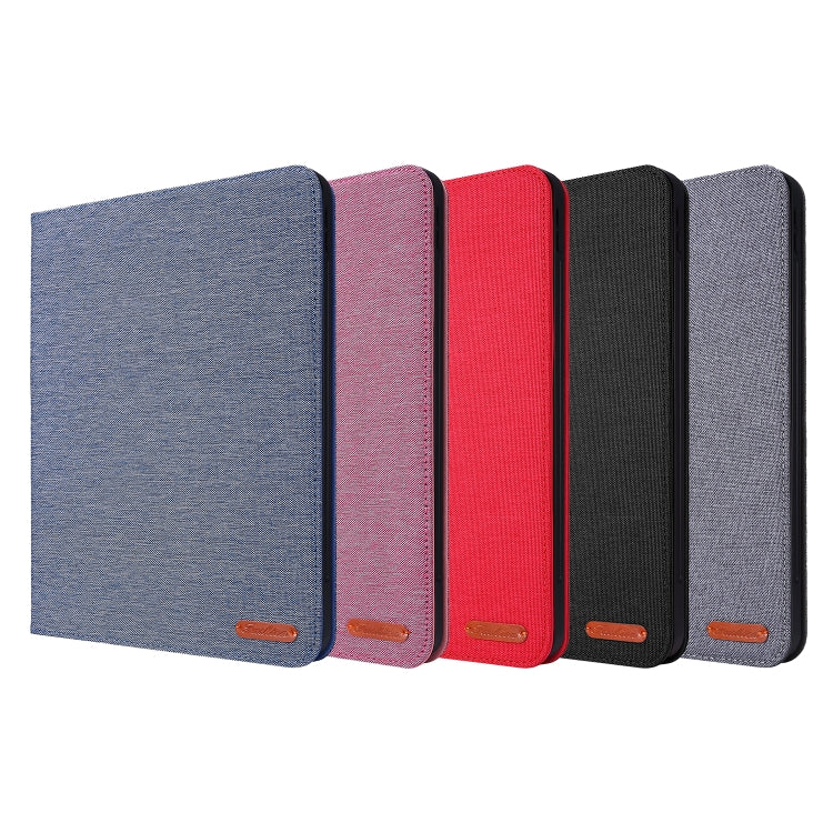 For iPad Pro 11(2020) Horizontal Flip TPU + Fabric PU Leather Protective Tablet Case with Name Card Clip(Rose Red) - iPad Pro 11 (2020) Cases by buy2fix | Online Shopping UK | buy2fix