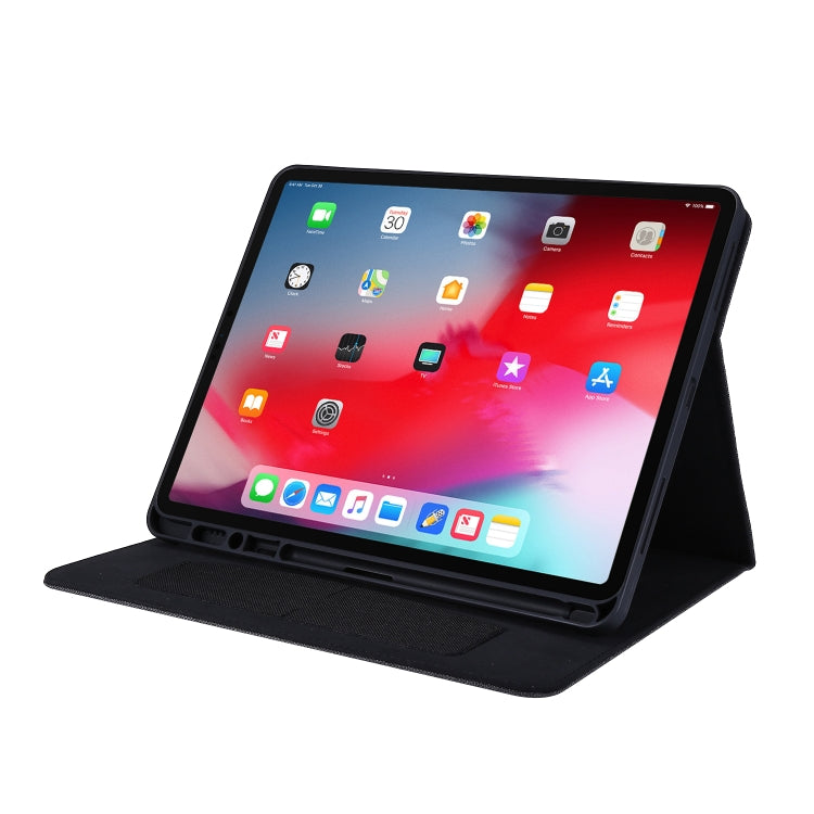 For iPad Pro 12.9(2020) Horizontal Flip TPU + Fabric PU Leather Protective Case with Name Card Clip(Black) - iPad Pro 12.9 (2018) Cases by buy2fix | Online Shopping UK | buy2fix