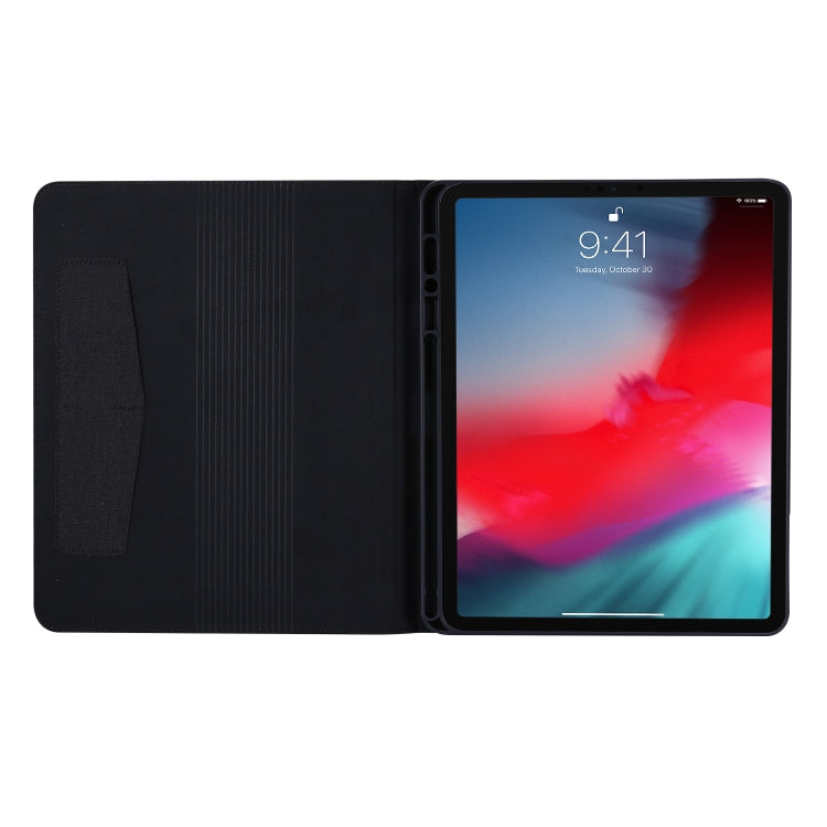 For iPad Pro 12.9(2020) Horizontal Flip TPU + Fabric PU Leather Protective Case with Name Card Clip(Black) - iPad Pro 12.9 (2018) Cases by buy2fix | Online Shopping UK | buy2fix