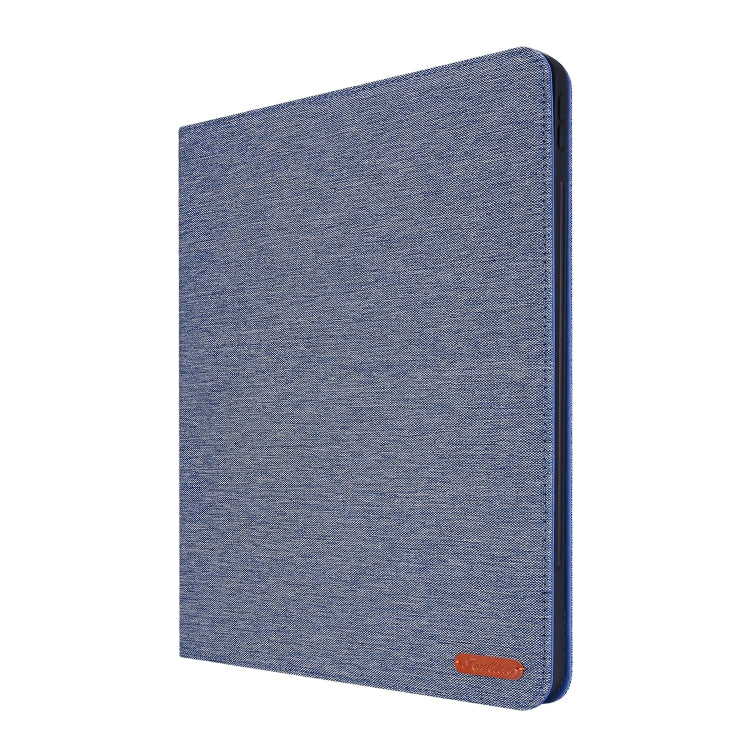 For iPad Pro 12.9(2020) Horizontal Flip TPU + Fabric PU Leather Protective Case with Name Card Clip(Deep Blue) - iPad Pro 12.9 (2018) Cases by buy2fix | Online Shopping UK | buy2fix