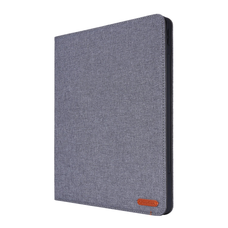 For iPad Pro 12.9(2020) Horizontal Flip TPU + Fabric PU Leather Protective Case with Name Card Clip(Gray) - iPad Pro 12.9 (2018) Cases by buy2fix | Online Shopping UK | buy2fix