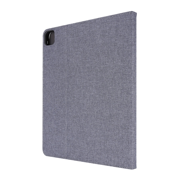 For iPad Pro 12.9(2020) Horizontal Flip TPU + Fabric PU Leather Protective Case with Name Card Clip(Gray) - iPad Pro 12.9 (2018) Cases by buy2fix | Online Shopping UK | buy2fix