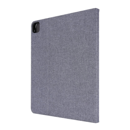 For iPad Pro 12.9(2020) Horizontal Flip TPU + Fabric PU Leather Protective Case with Name Card Clip(Gray) - iPad Pro 12.9 (2018) Cases by buy2fix | Online Shopping UK | buy2fix