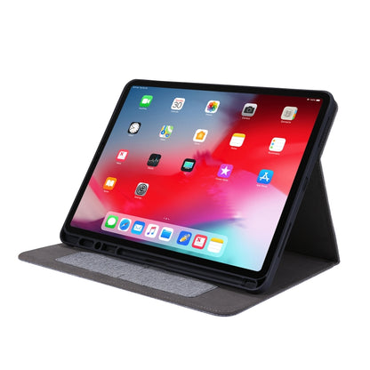 For iPad Pro 12.9(2020) Horizontal Flip TPU + Fabric PU Leather Protective Case with Name Card Clip(Gray) - iPad Pro 12.9 (2018) Cases by buy2fix | Online Shopping UK | buy2fix