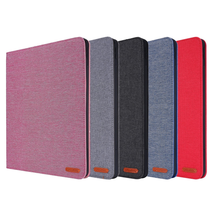 For iPad Pro 12.9(2020) Horizontal Flip TPU + Fabric PU Leather Protective Case with Name Card Clip(Gray) - iPad Pro 12.9 (2018) Cases by buy2fix | Online Shopping UK | buy2fix