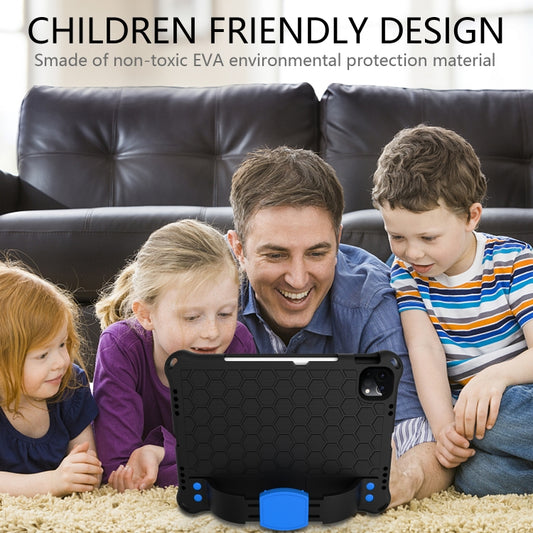For iPad Pro 11 2020 Honeycomb Design EVA + PC Four Corner Anti Falling Flat Protective Shell With Straps(Black+Blue) - iPad Pro 11 (2020) Cases by buy2fix | Online Shopping UK | buy2fix