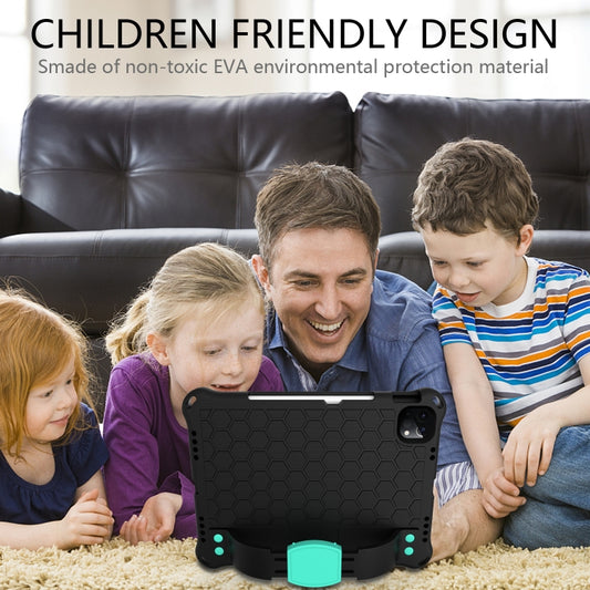 For iPad Pro 11 2020 Honeycomb Design EVA + PC Four Corner Anti Falling Flat Protective Shell With Straps(Black+Aqua) - iPad Pro 11 (2020) Cases by buy2fix | Online Shopping UK | buy2fix