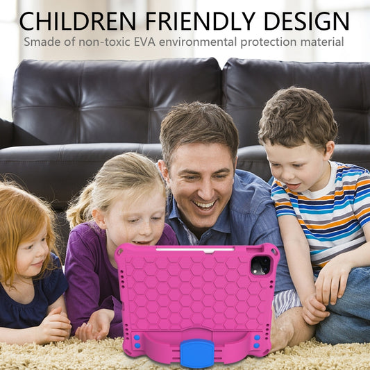 For iPad Pro 11 2020 Honeycomb Design EVA + PC Four Corner Anti Falling Flat Protective Shell With Straps(RoseRed+Blue) - iPad Pro 11 (2020) Cases by buy2fix | Online Shopping UK | buy2fix