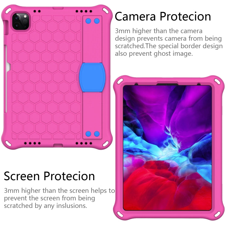 For iPad Pro 11 2020 Honeycomb Design EVA + PC Four Corner Anti Falling Flat Protective Shell With Straps(RoseRed+Blue) - iPad Pro 11 (2020) Cases by buy2fix | Online Shopping UK | buy2fix