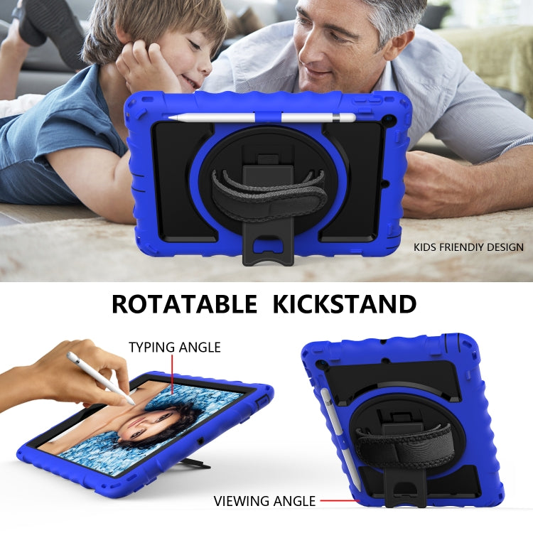 For iPad 10.2 360 Degree Rotating Case with Pencil Holder, Kickstand Shockproof Heavy Duty with Shoulder Strap,Hand Strap(Blue) - iPad 10.2 Cases by buy2fix | Online Shopping UK | buy2fix