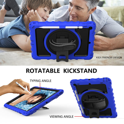 For iPad 10.2 360 Degree Rotating Case with Pencil Holder, Kickstand Shockproof Heavy Duty with Shoulder Strap,Hand Strap(Blue) - iPad 10.2 Cases by buy2fix | Online Shopping UK | buy2fix