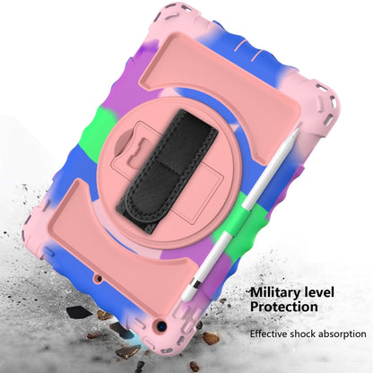 For iPad 10.2 360 Degree Rotating Case with Pencil Holder, Kickstand Shockproof Heavy Duty with Shoulder Strap,Hand Strap(Colorful+Rose Gold) - iPad 10.2 Cases by buy2fix | Online Shopping UK | buy2fix
