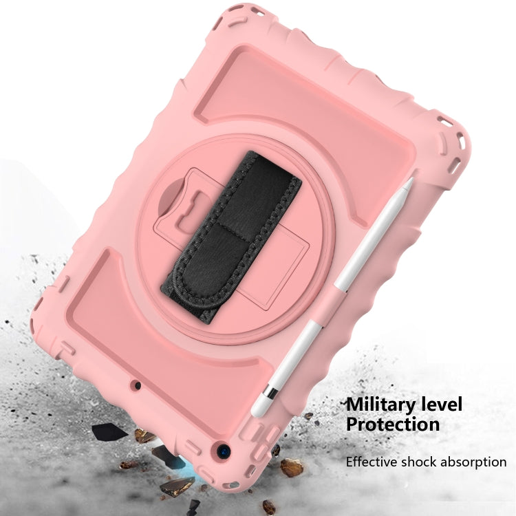 For iPad 10.2 360 Degree Rotating Case with Pencil Holder, Kickstand Shockproof Heavy Duty with Shoulder Strap,Hand Strap(Rose Gold) - iPad 10.2 Cases by buy2fix | Online Shopping UK | buy2fix