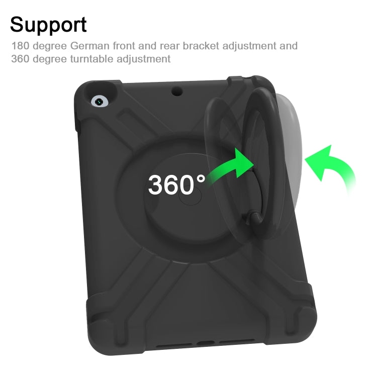 For iPad 10.2 PC + Silicone Shockproof Combination Case with 360 Degree Rotating Holder & Handle(Black) - iPad 10.2 Cases by buy2fix | Online Shopping UK | buy2fix